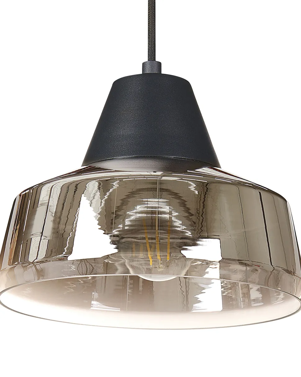 Candeeiro Suspenso Em Vidro Preto E Dourado Talparo