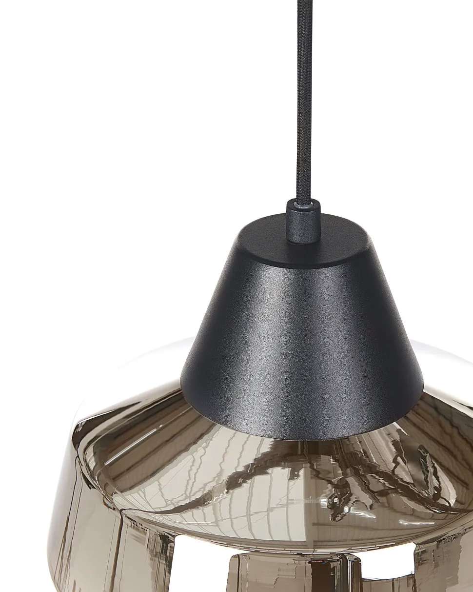 Candeeiro Suspenso Em Vidro Preto E Dourado Talparo