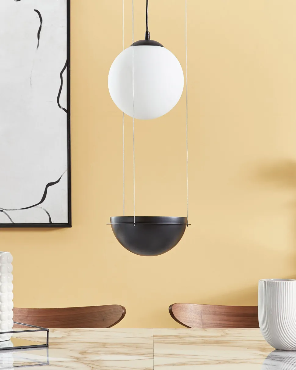 Candeeiro Suspenso Em Vidro Preto Tobins