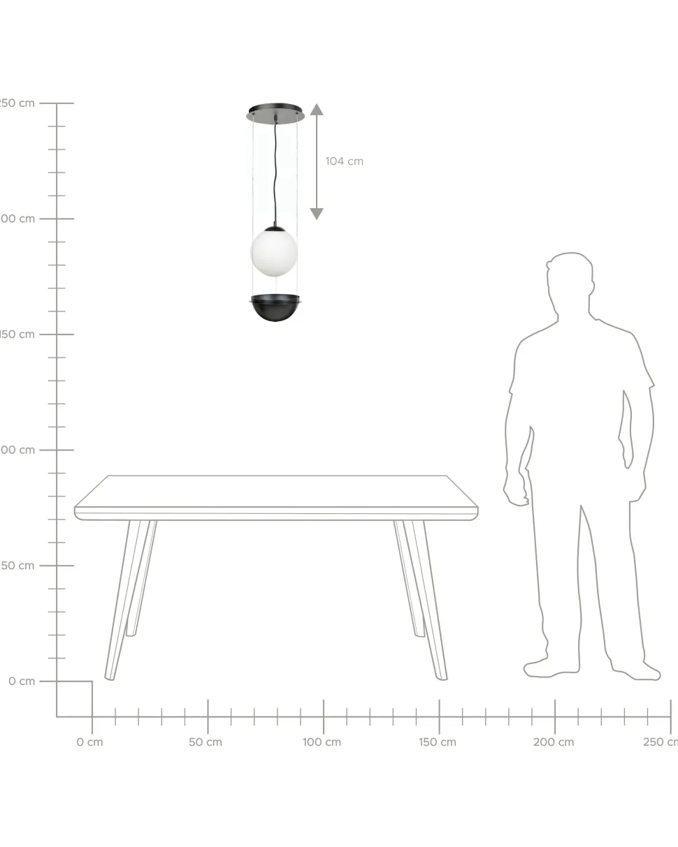 Candeeiro Suspenso Em Vidro Preto Tobins
