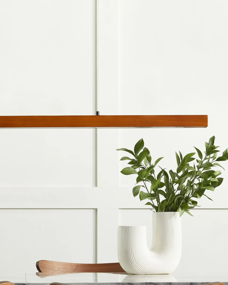 Candeeiro Suspenso Led Com Escurecimento Em Madeira Escura Stewarts