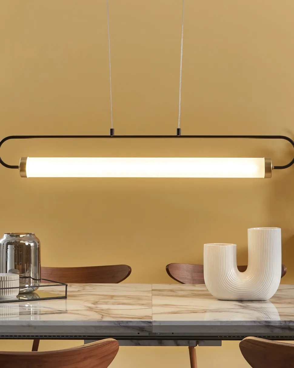 Candeeiro Suspenso Led Em Metal Preto Henry