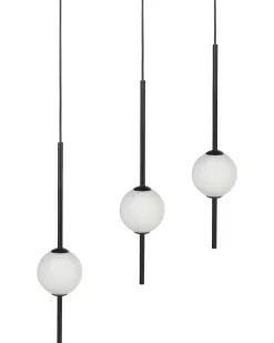 Candeeiro Suspenso Para 3 Lampadas Led Em Metal Preto Shannon