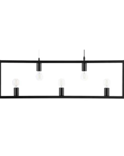 Candeeiro Suspenso Para 5 Lampadas Em Metal Preto Bayas