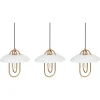 Candeeiro Suspenso Para 3 Lampadas Em Metal Dourado Nattai