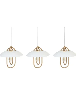Candeeiro Suspenso Para 3 Lampadas Em Metal Dourado Nattai
