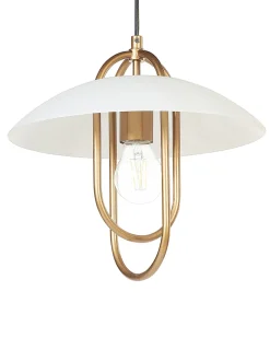 Candeeiro Suspenso Para 3 Lampadas Em Metal Dourado Nattai