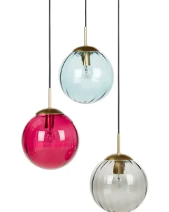 Candeeiro Suspenso Para 3 Lampadas Em Vidro Multicolor Kangaroo