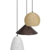 Candeeiro Suspenso Para 3 Lampadas Em Palha Multicolor Endrick
