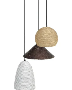 Candeeiro Suspenso Para 3 Lampadas Em Palha Multicolor Endrick