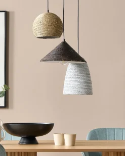 Candeeiro Suspenso Para 3 Lampadas Em Palha Multicolor Endrick