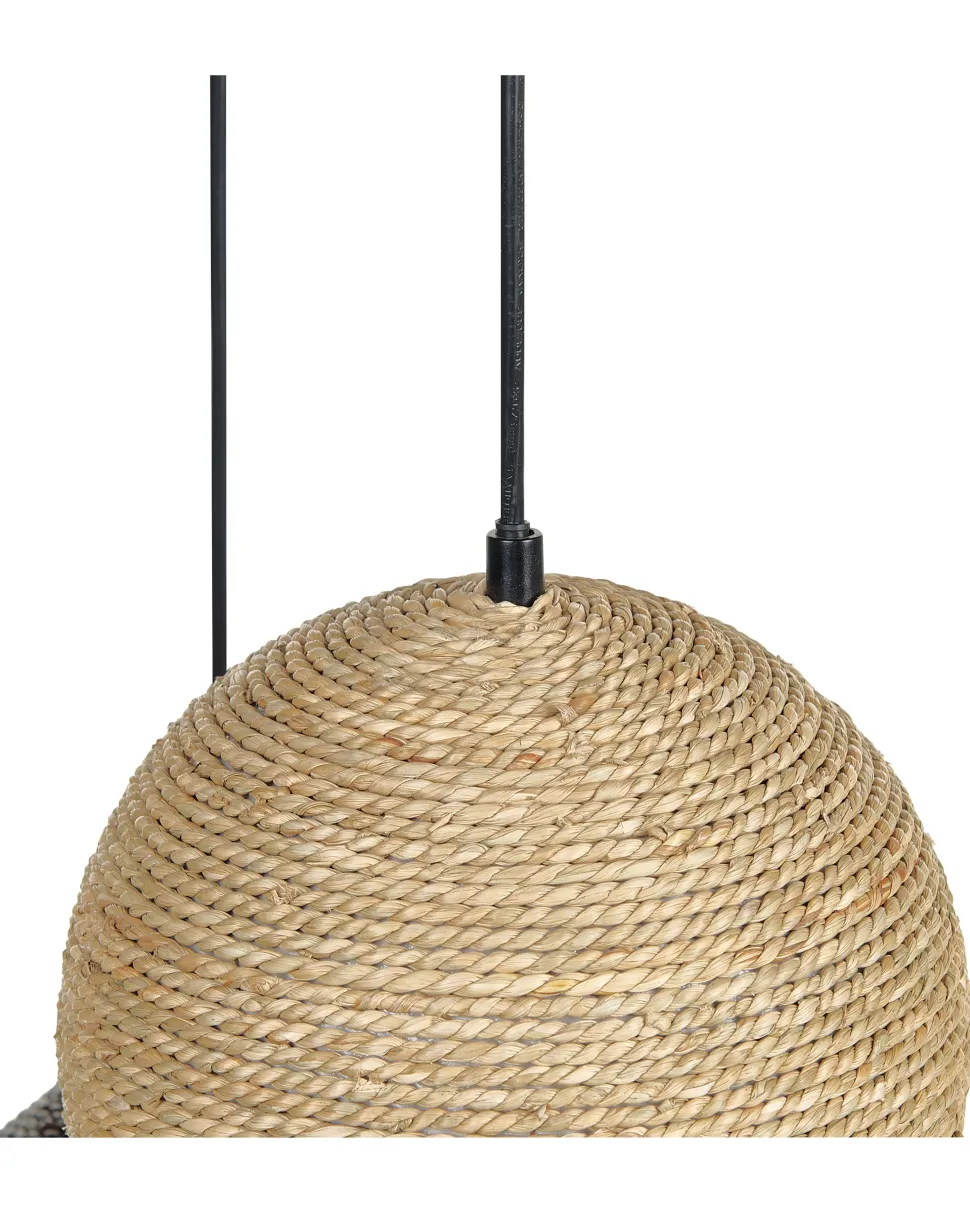 Candeeiro Suspenso Para 3 Lampadas Em Palha Multicolor Endrick