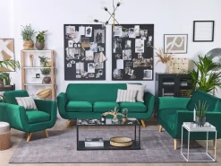 Capa Para Sofa De 3 Lugares De Veludo Verde Bernes