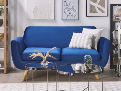 Capa Para Sofa De 2 Lugares De Veludo Azul Bernes