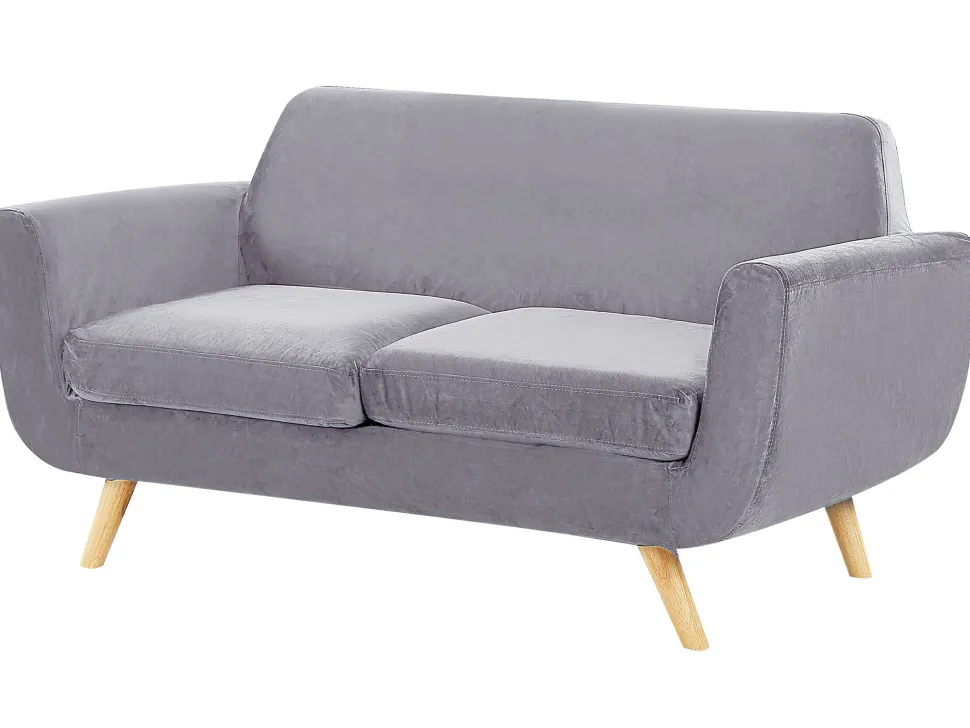 Capa Para Sofa De 2 Lugares De Veludo Cinzento Bernes