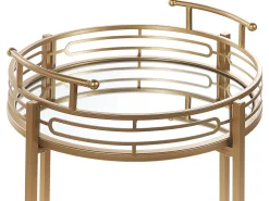 Carrinho De Bebidas Em Dourado Com Topo Espelhado Farley