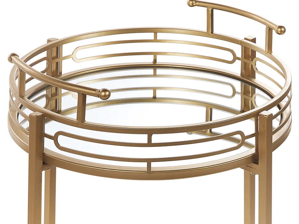 Carrinho De Bebidas Em Dourado Com Topo Espelhado Farley