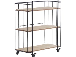Carrinho De Cozinha Em Madeira Clara E Metal Preto Gabbs
