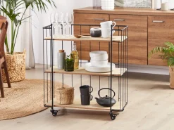 Carrinho De Cozinha Em Madeira Clara E Metal Preto Gabbs