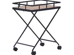 Carrinho De Cozinha Em Madeira Clara E Metal Preto Leoti