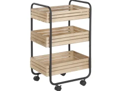 Carrinho De Cozinha Em Madeira Clara E Preto Formia
