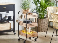 Carrinho De Cozinha Em Madeira Clara E Preto Formia