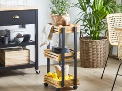 Carrinho De Cozinha Em Madeira Clara E Preto Letino