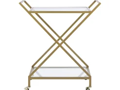 Carrinho De Cozinha Em Metal Dourado Com Tampo De Vidro Ivera