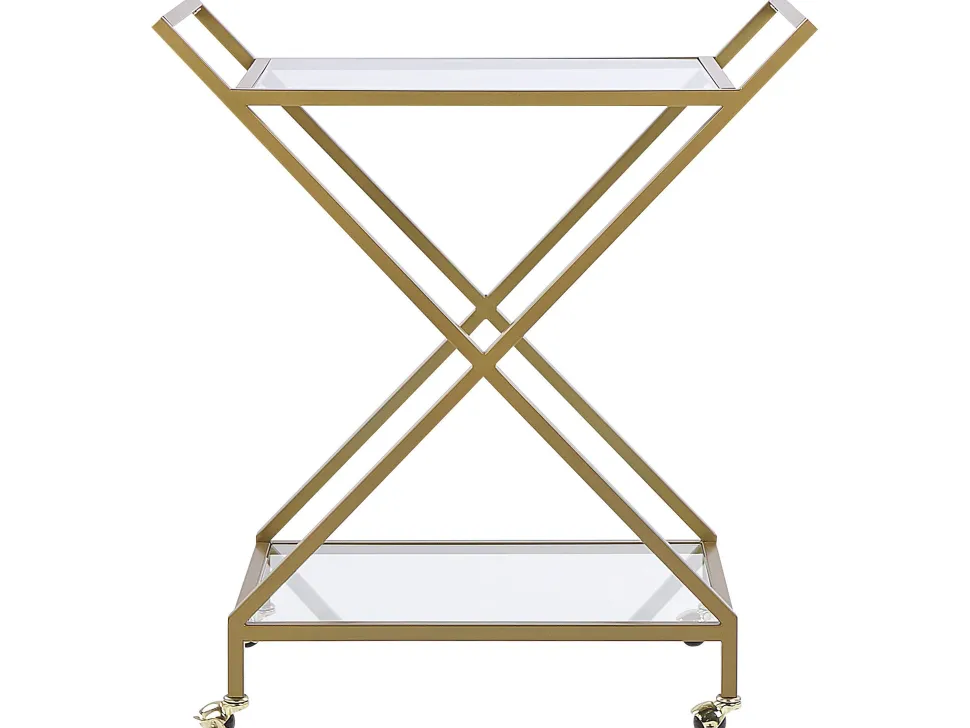 Carrinho De Cozinha Em Metal Dourado Com Tampo De Vidro Ivera