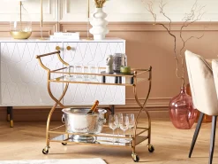 Carrinho De Cozinha Em Metal Dourado Larino