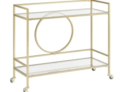 Carrinho De Cozinha Em Metal Dourado Com Tampo De Vidro Kerry