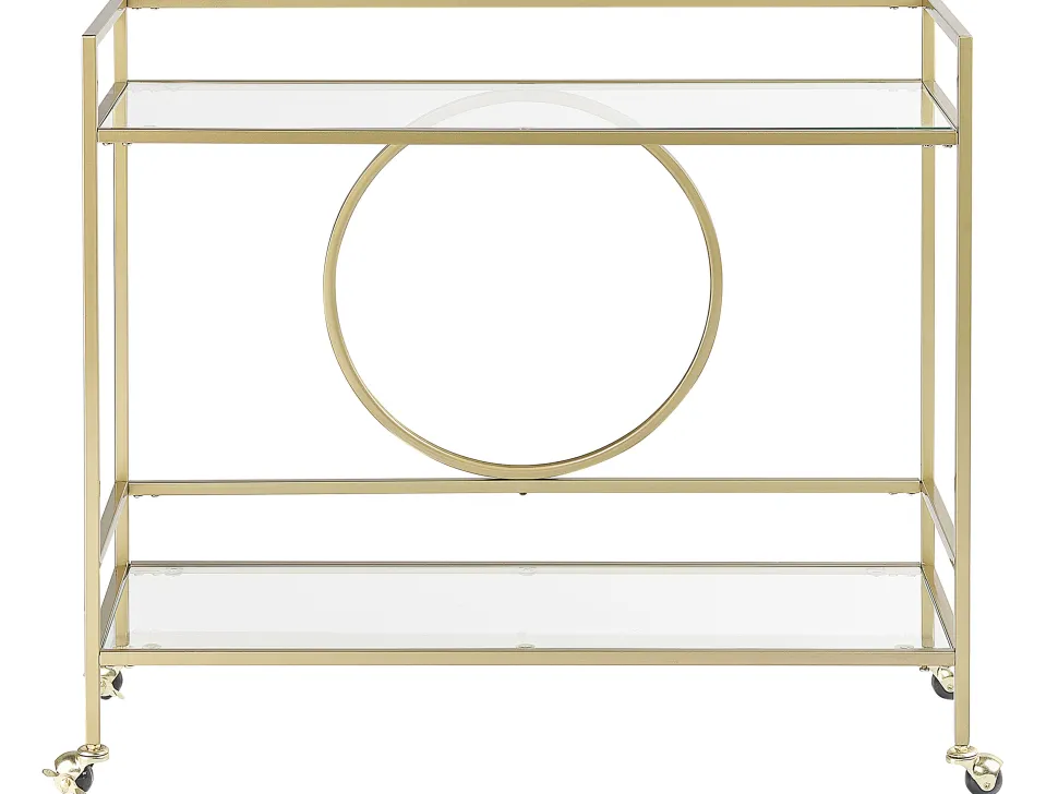 Carrinho De Cozinha Em Metal Dourado Com Tampo De Vidro Kerry