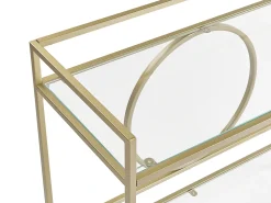 Carrinho De Cozinha Em Metal Dourado Com Tampo De Vidro Kerry