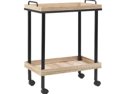 Carrinho De Cozinha Em Metal Preto E Madeira Clara Taggio