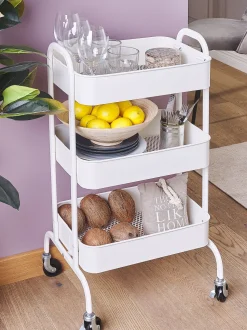 Carrinho De Cozinha Em Metal Branco Lucca