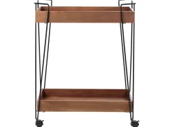 Carrinho De Cozinha Em Metal Preto E Madeira Escura Balme