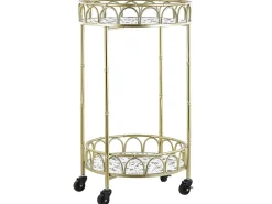 Carrinho De Cozinha Em Metal Dourado Com Efeito Marmorite Shafter