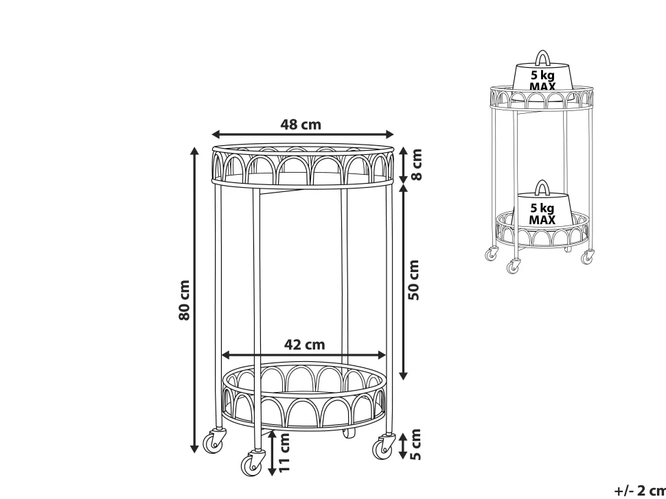 Carrinho De Cozinha Em Metal Dourado Com Efeito Marmorite Shafter