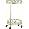 Carrinho De Cozinha Em Metal Dourado Com Efeito Marmore Shafter