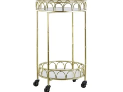 Carrinho De Cozinha Em Metal Dourado Com Efeito Marmore Shafter