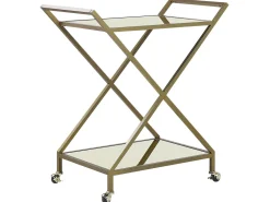 Carrinho De Cozinha Em Metal Dourado Com Tampo Espelhado Ivera