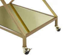 Carrinho De Cozinha Em Metal Dourado Com Tampo Espelhado Ivera