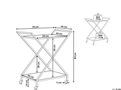 Carrinho De Cozinha Em Metal Dourado Com Tampo Espelhado Ivera