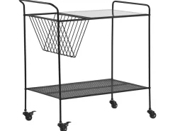 Carrinho De Cozinha Em Vidro E Metal Preto Alamo