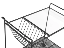 Carrinho De Cozinha Em Vidro E Metal Preto Alamo