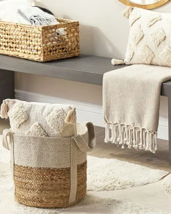 Cesta Em Juta Natural Creme E Branca Sonipat