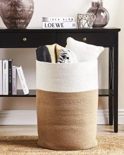 Cesto De Algodao Creme E Branco Ardesen