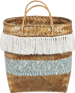 Cesto Em Bambu Natural 40 X 40 Cm Mesuji