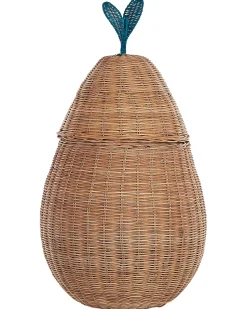 Cesto Em Forma De Pera Em Rattan Cor Natural Vagsoy