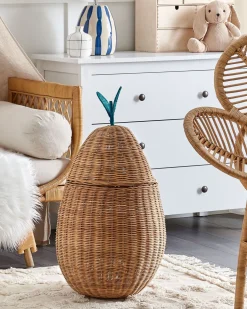 Cesto Em Forma De Pera Em Rattan Cor Natural Vagsoy